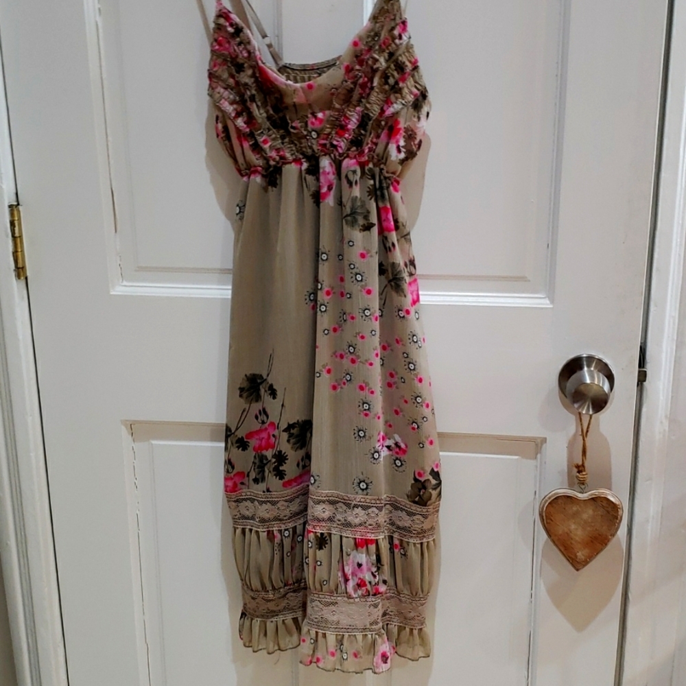 Floral, lined, spaghetti strap sundress